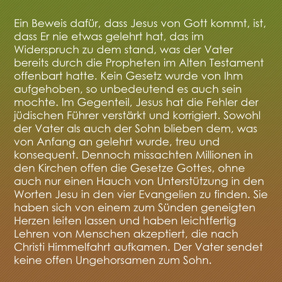 0129 - Beitrag über das Gesetz Gottes: Ein Beweis dafür, dass Jesus von Gott kommt, ist,...