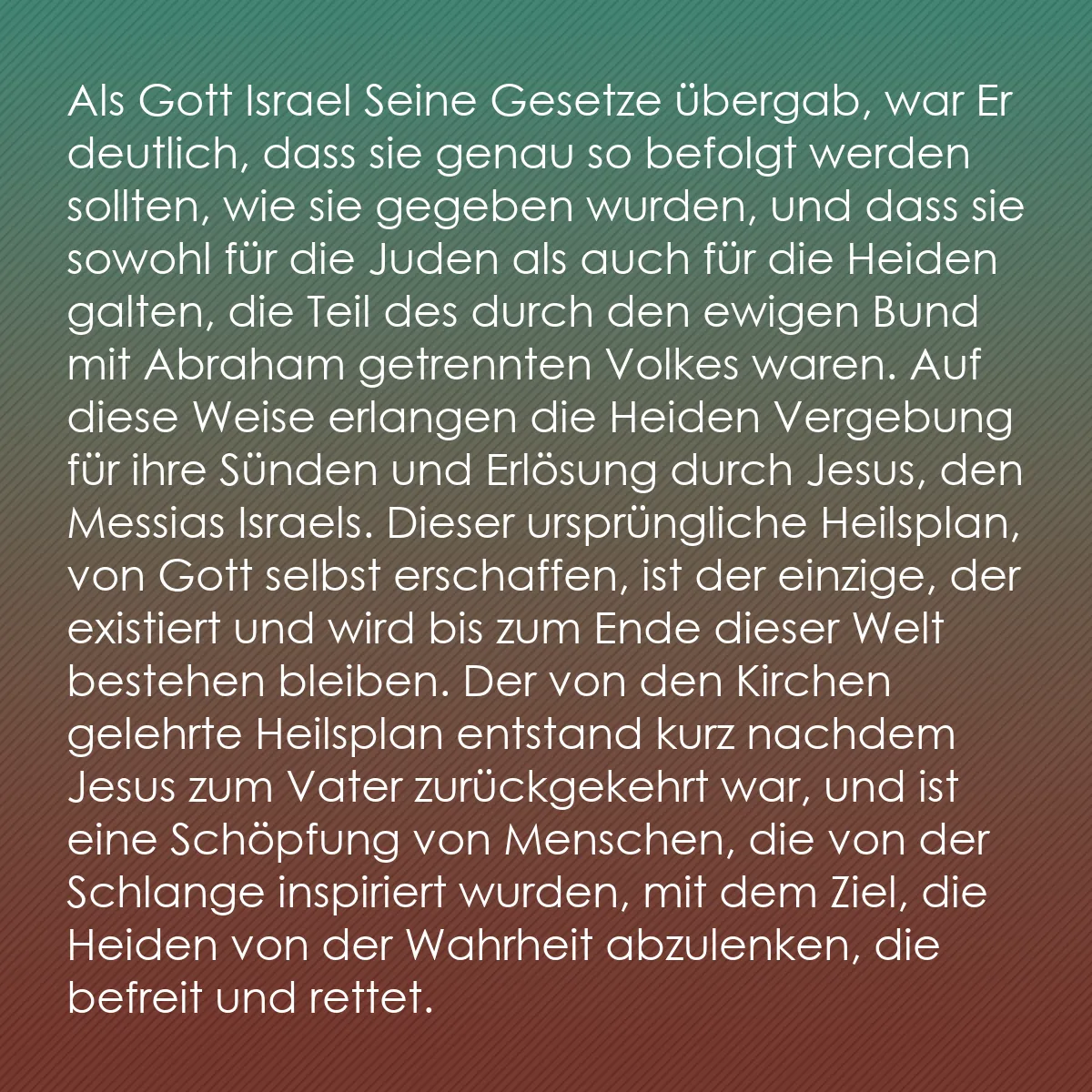 0133 - Beitrag über das Gesetz Gottes: Als Gott Israel Seine Gesetze übergab, war Er deutlich,...