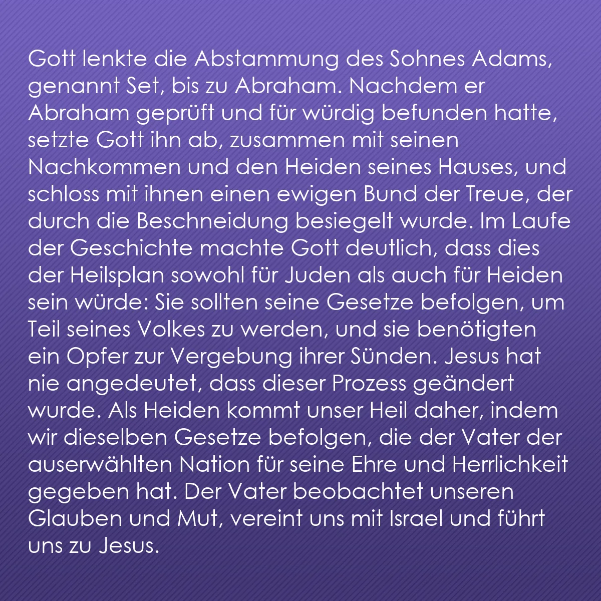0158 - Beitrag über das Gesetz Gottes: Gott lenkte die Abstammung des Sohnes Adams, genannt...