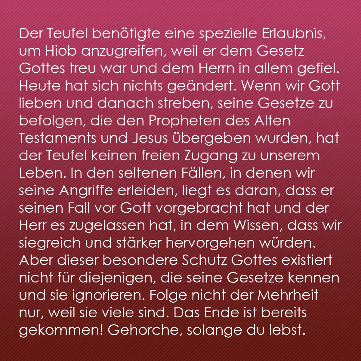 0199 - Beitrag über das Gesetz Gottes: Der Teufel benötigte eine spezielle Erlaubnis, um...