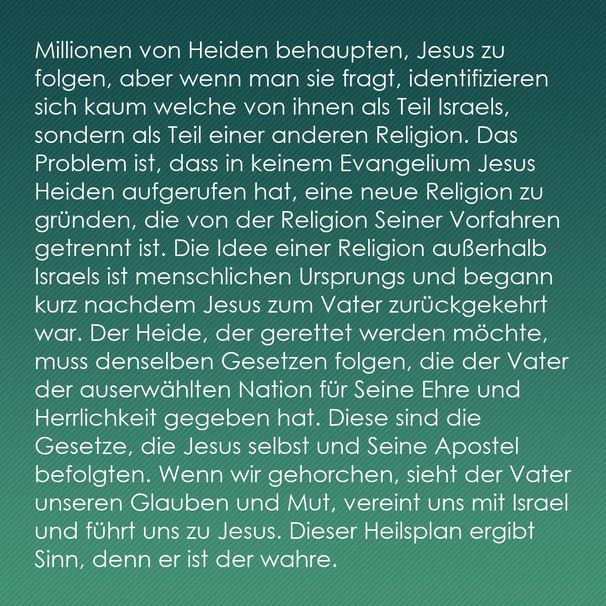 0225 - Beitrag über das Gesetz Gottes: Millionen von Heiden behaupten, Jesus zu folgen, aber...