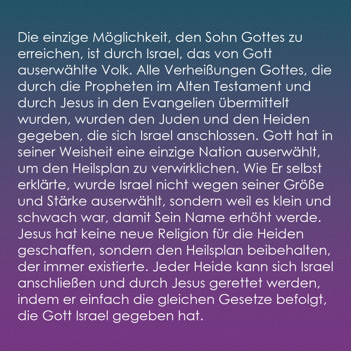 0234 - Beitrag über das Gesetz Gottes: Die einzige Möglichkeit, den Sohn Gottes zu erreichen,...