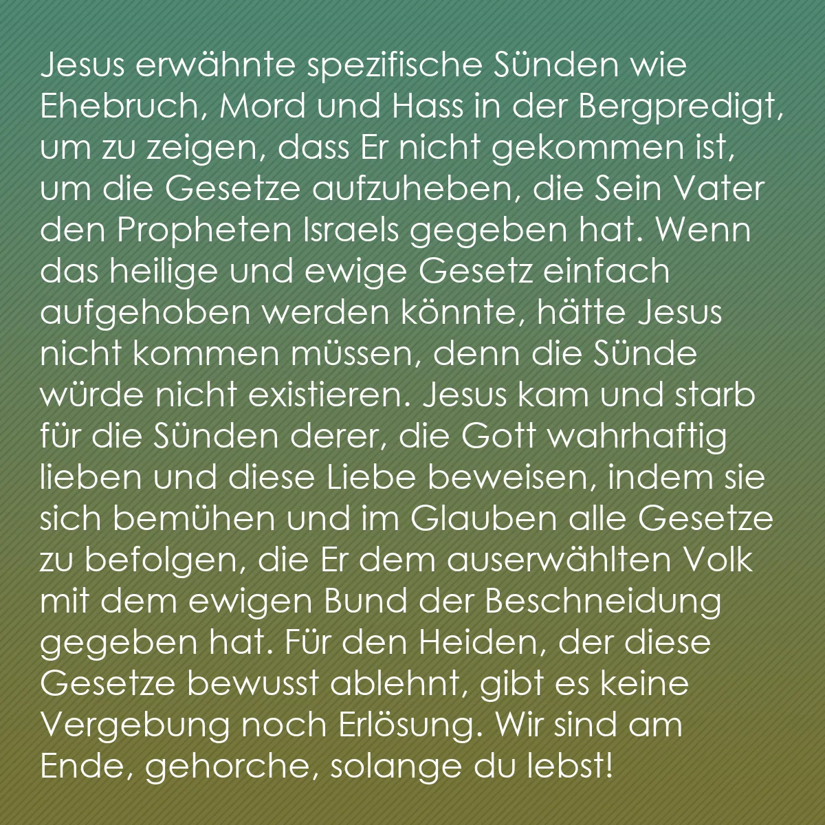 0243 - Beitrag über das Gesetz Gottes: Jesus erwähnte spezifische Sünden wie Ehebruch, Mord...