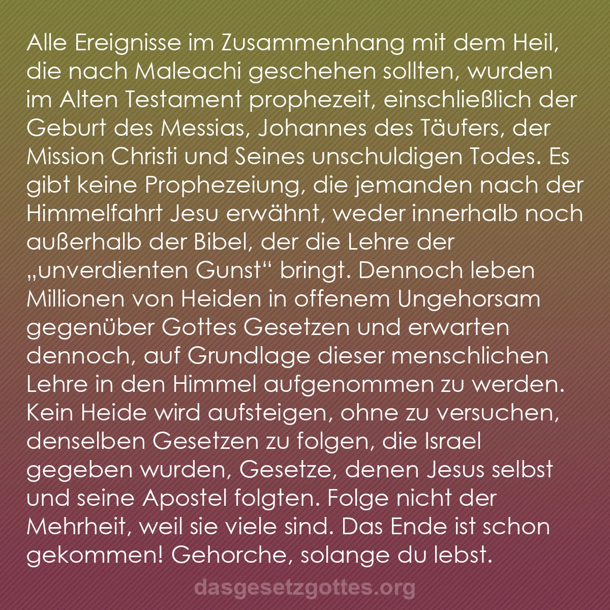 b0008 - Beitrag über das Gesetz Gottes: Alle Ereignisse im Zusammenhang mit dem Heil, die nach Maleachi...