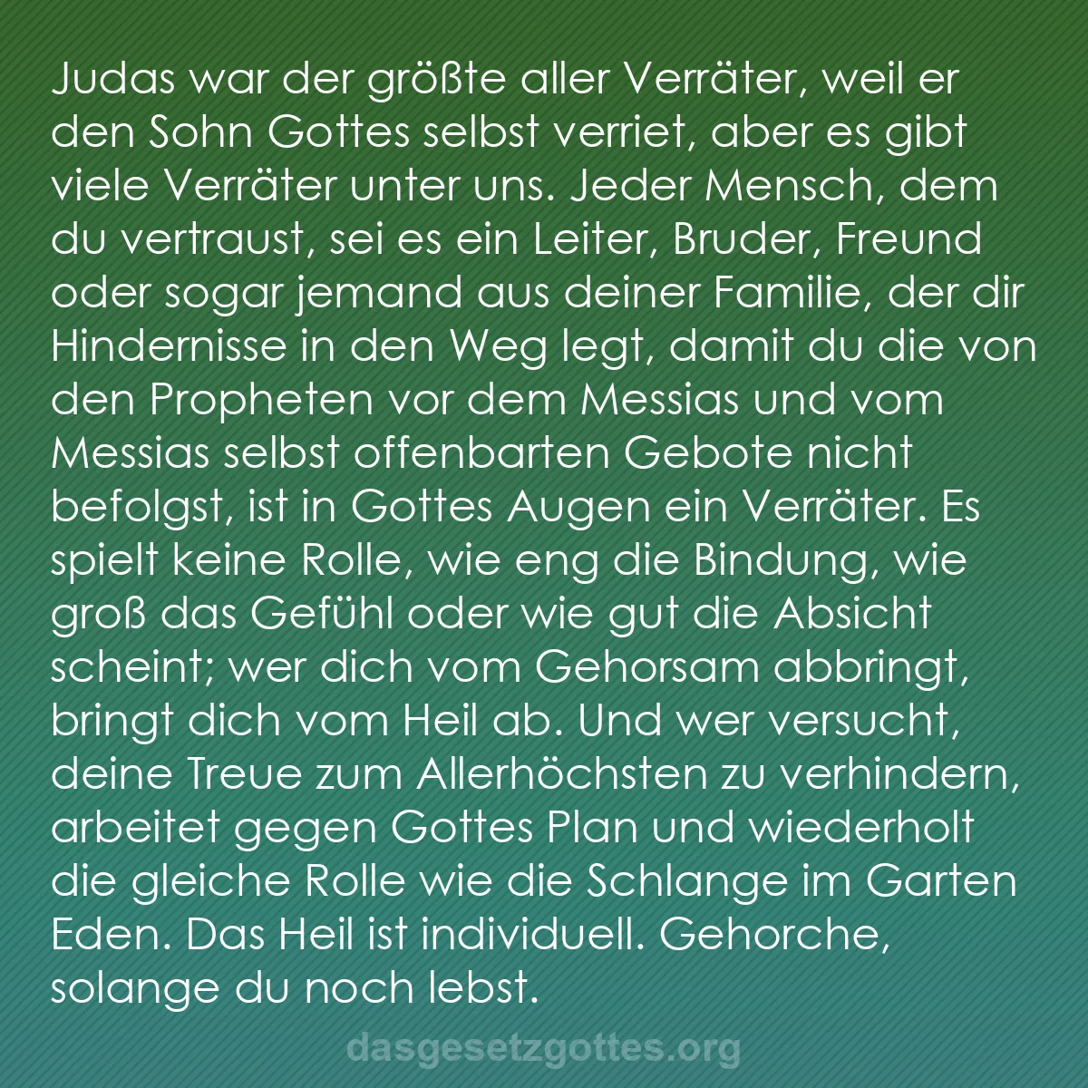 b0010 - Beitrag über das Gesetz Gottes: Judas war der größte aller Verräter, weil er den Sohn Gottes...
