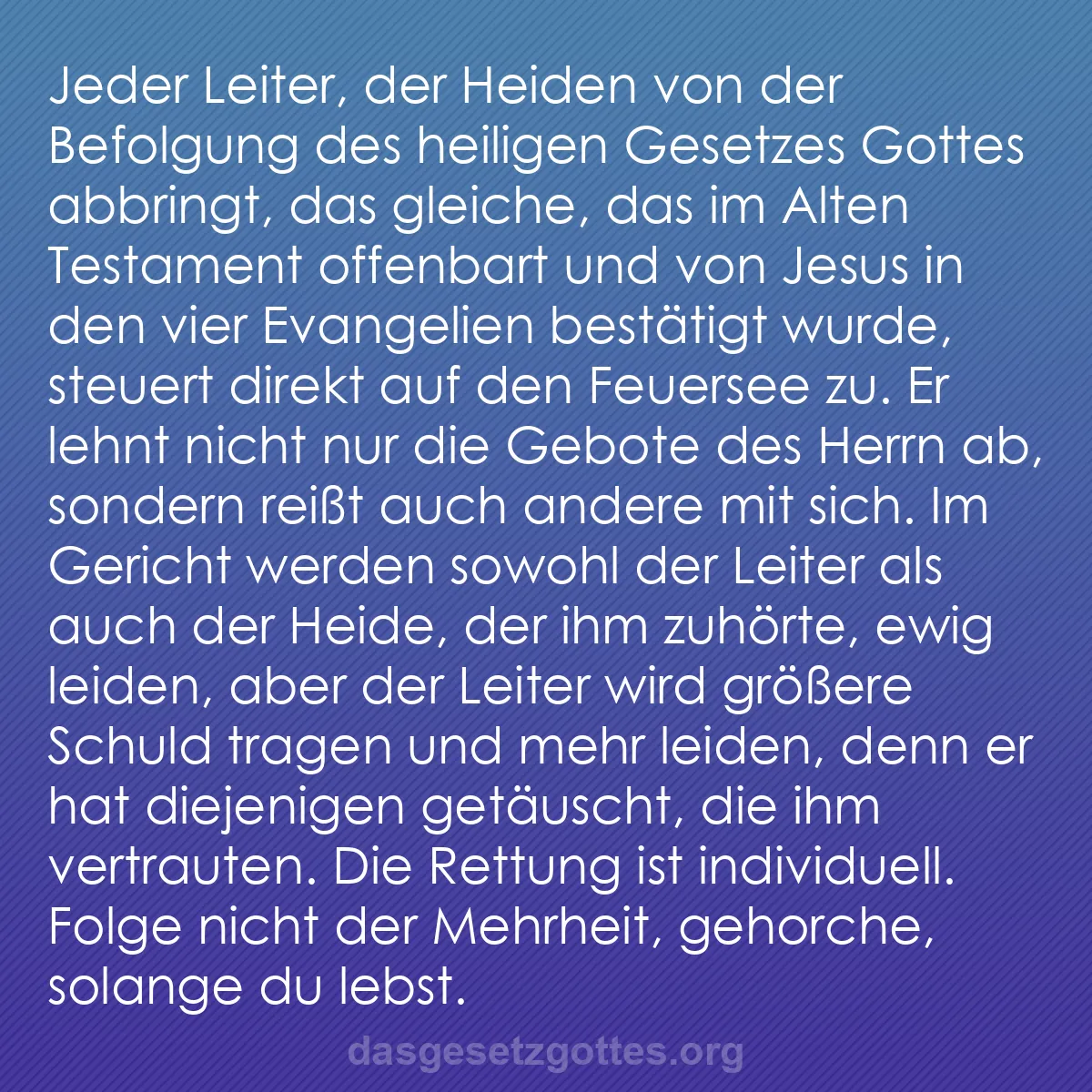 b0027 - Beitrag über das Gesetz Gottes: Jeder Leiter, der Heiden von der Befolgung des heiligen Gesetzes...