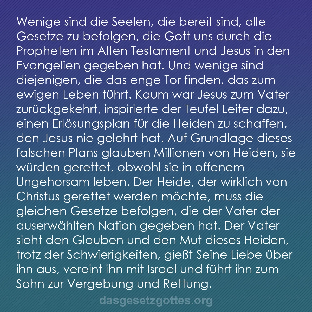 b0037 - Beitrag über das Gesetz Gottes: Wenige sind die Seelen, die bereit sind, alle Gesetze zu befolgen,...