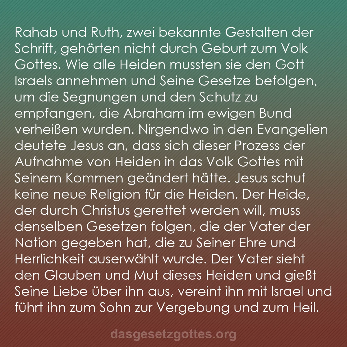 b0053 - Beitrag über das Gesetz Gottes: Rahab und Ruth, zwei bekannte Gestalten der Schrift, gehörten...
