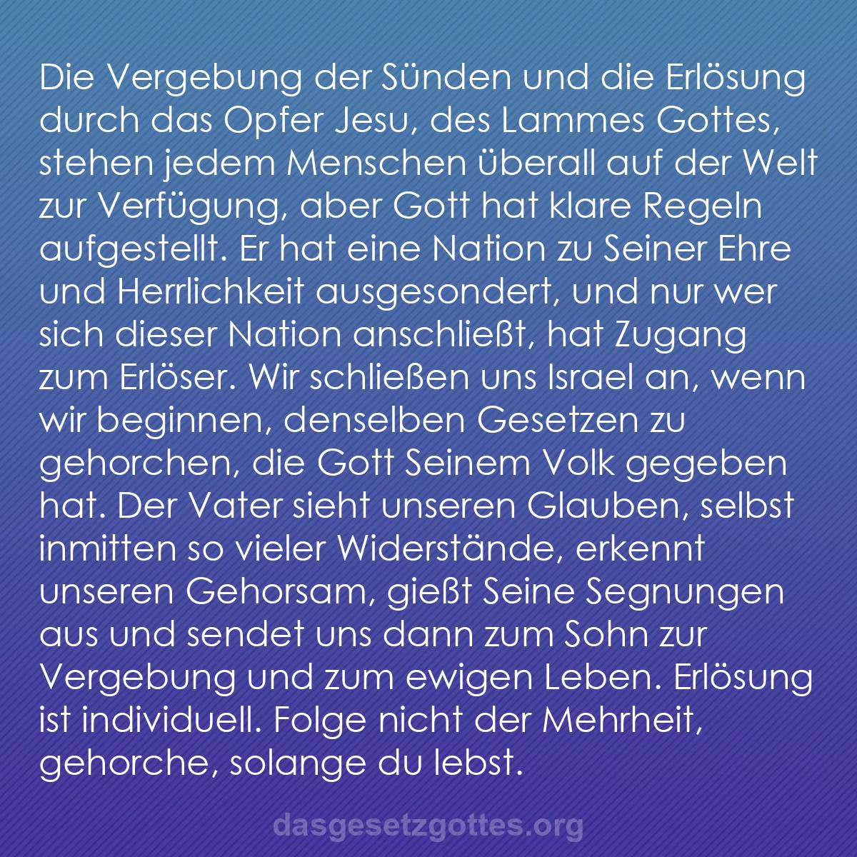 b0067 - Beitrag über das Gesetz Gottes: Die Vergebung der Sünden und die Erlösung durch das Opfer Jesu,...