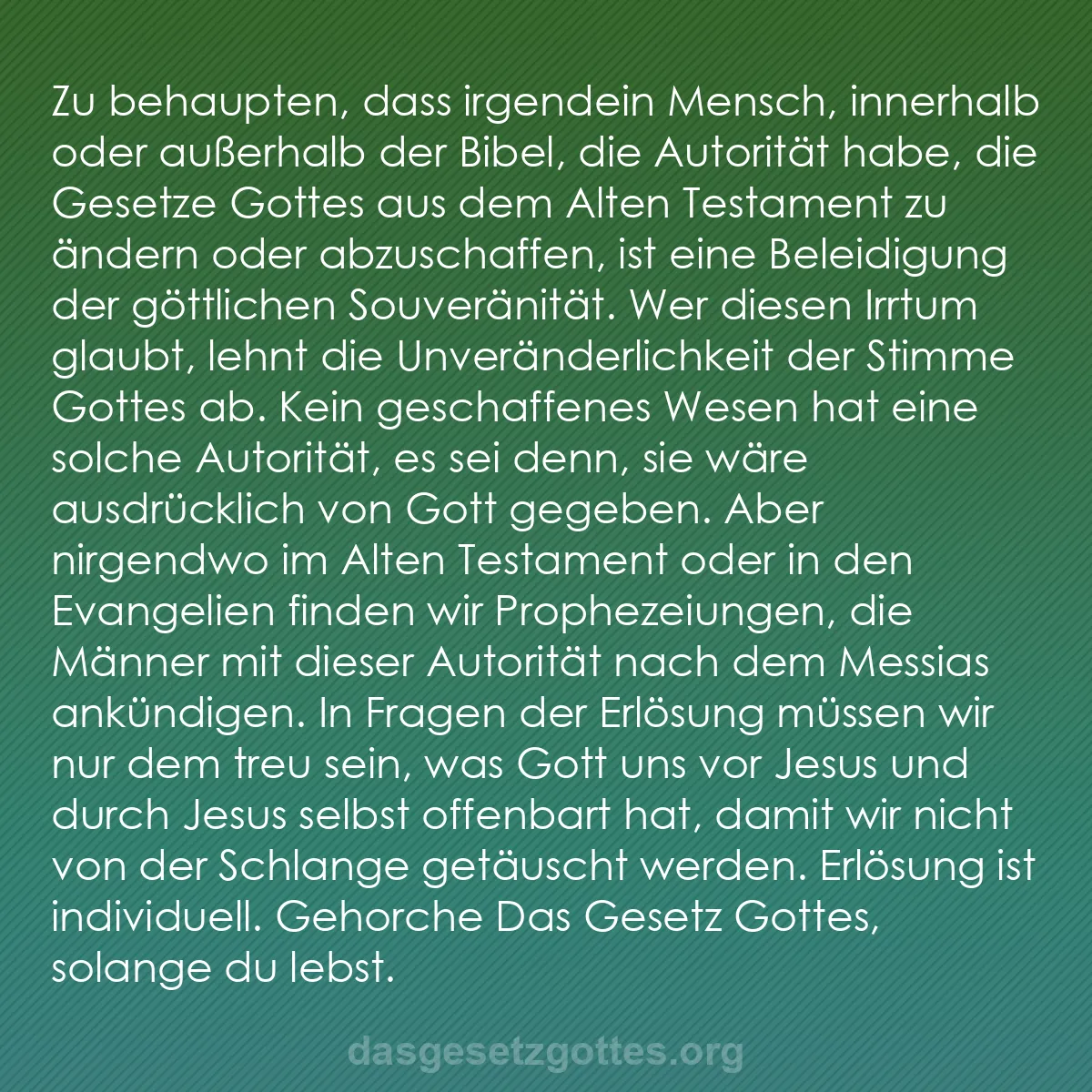 b0070 - Beitrag über das Gesetz Gottes: Zu behaupten, dass irgendein Mensch, innerhalb oder außerhalb...