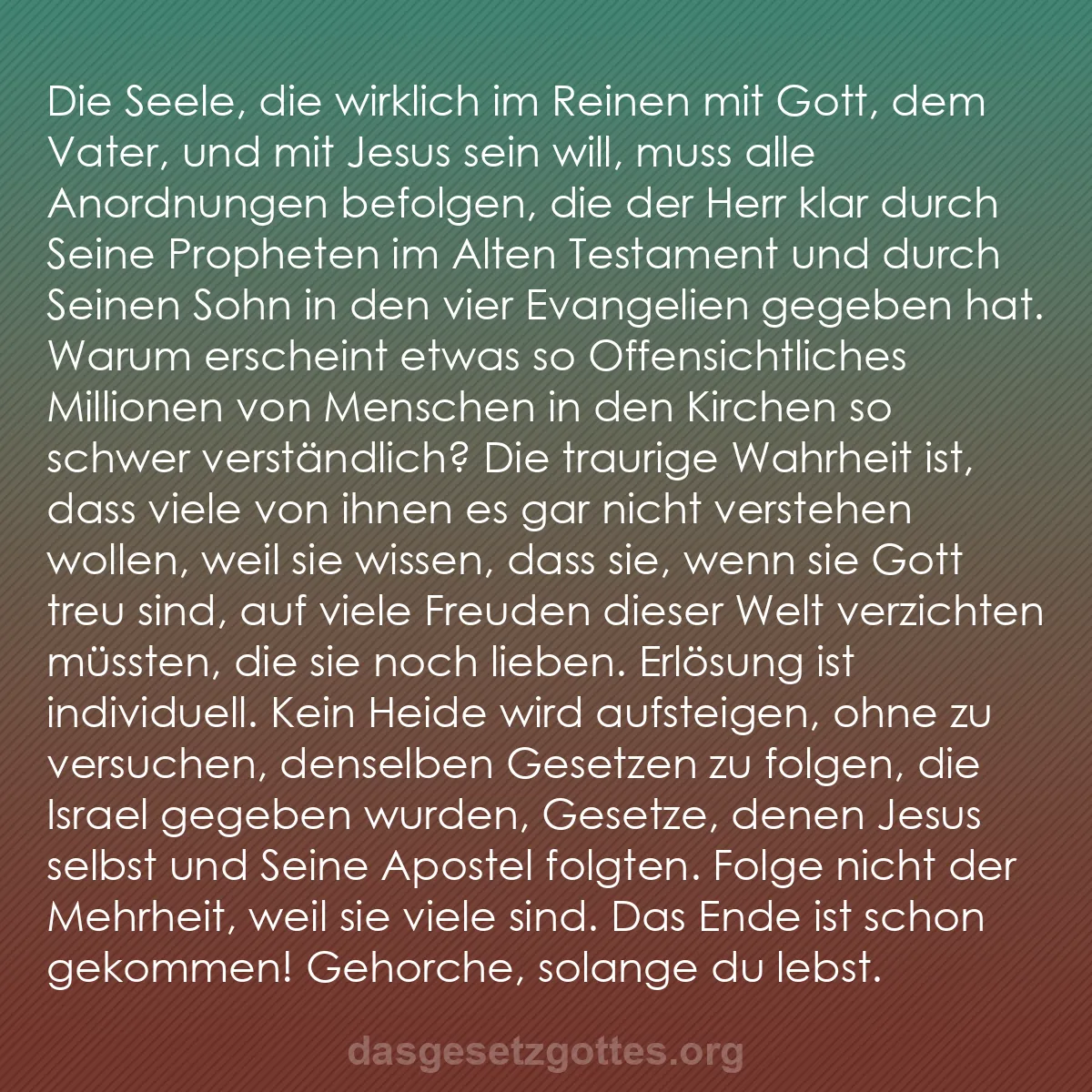 b0073 - Beitrag über das Gesetz Gottes: Die Seele, die wirklich im Reinen mit Gott, dem Vater, und mit...