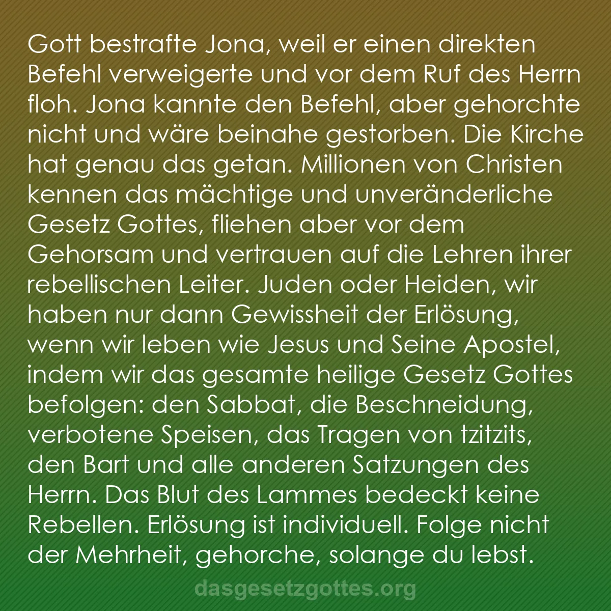 b0076 - Beitrag über das Gesetz Gottes: Gott bestrafte Jona, weil er einen direkten Befehl verweigerte...