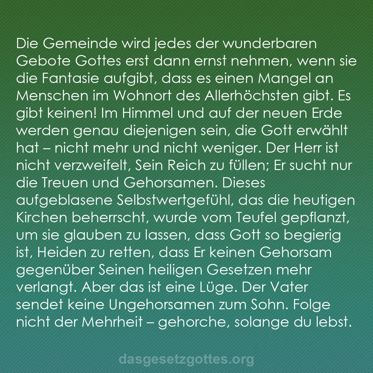 b0110 - Beitrag über das Gesetz Gottes: Die Gemeinde wird jedes der wunderbaren Gebote Gottes erst dann...