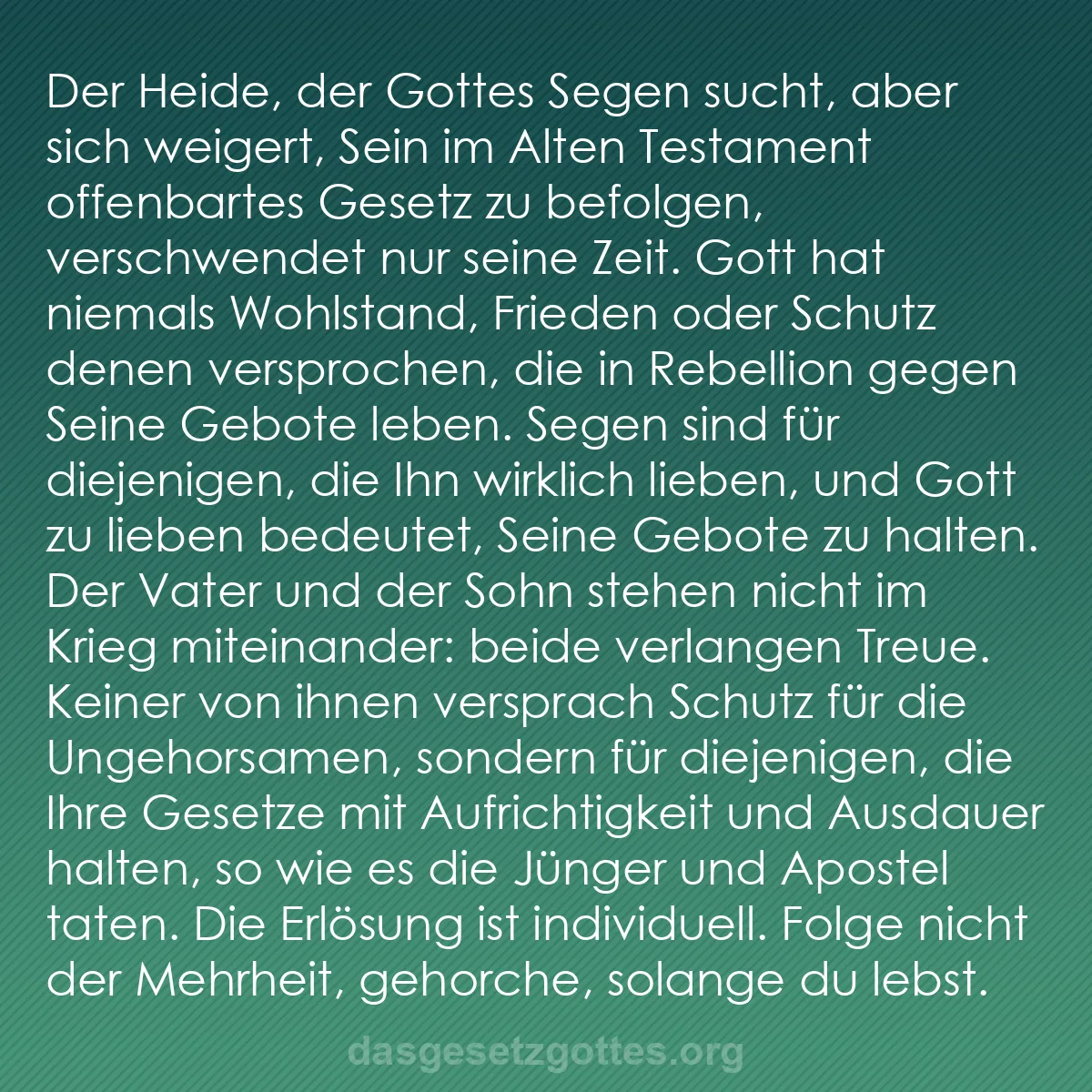 b0125 - Beitrag über das Gesetz Gottes: Der Heide, der Gottes Segen sucht, aber sich weigert, Sein im...