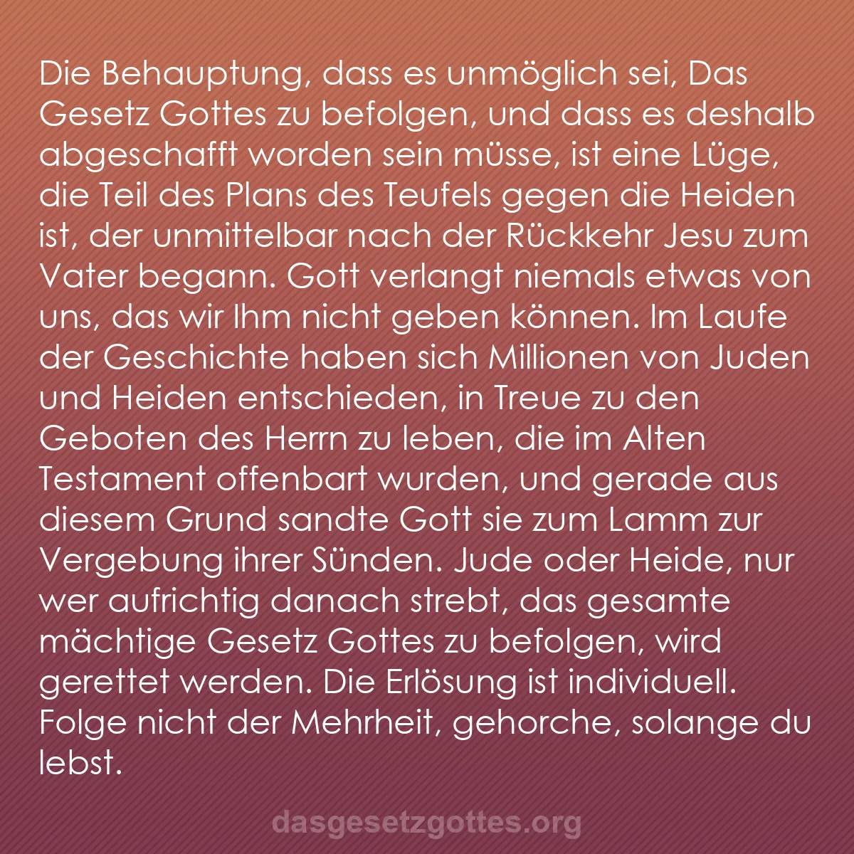 b0126 - Beitrag über das Gesetz Gottes: Die Behauptung, dass es unmöglich sei, Das Gesetz Gottes zu...