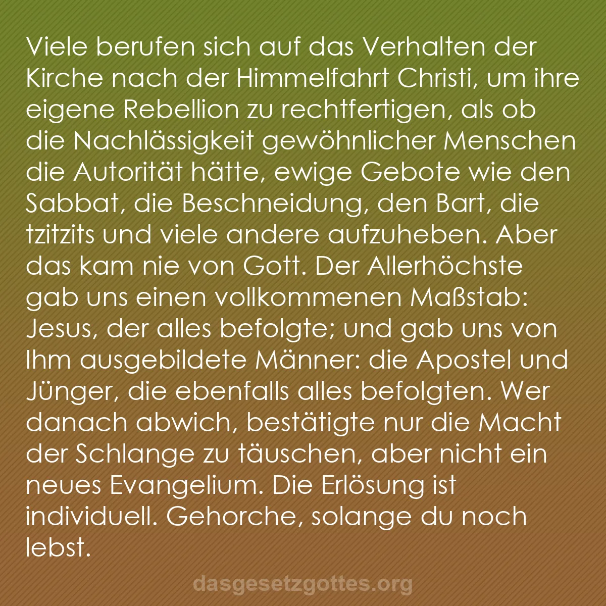 b0129 - Beitrag über das Gesetz Gottes: Viele berufen sich auf das Verhalten der Kirche nach der Himmelfahrt...