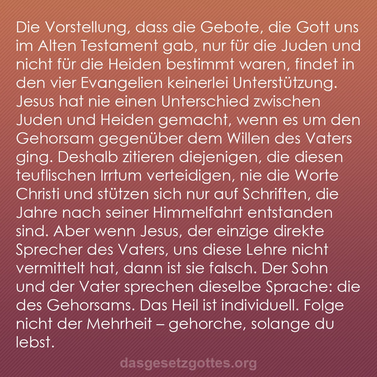 b0146 - Beitrag über das Gesetz Gottes: Die Vorstellung, dass die Gebote, die Gott uns im Alten Testament...
