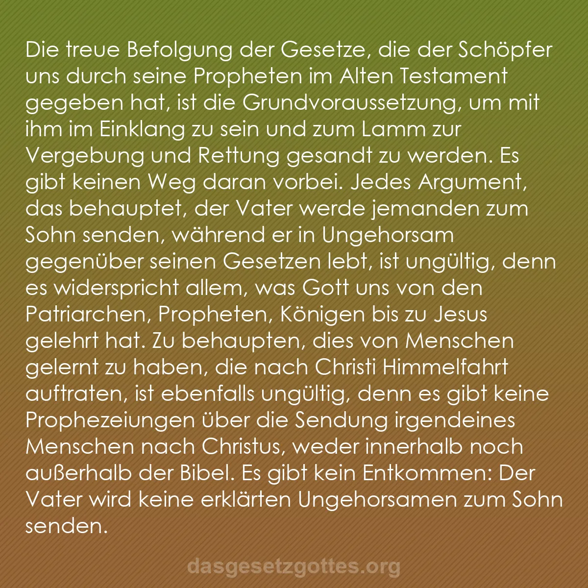 b0149 - Beitrag über das Gesetz Gottes: Die treue Befolgung der Gesetze, die der Schöpfer uns durch...