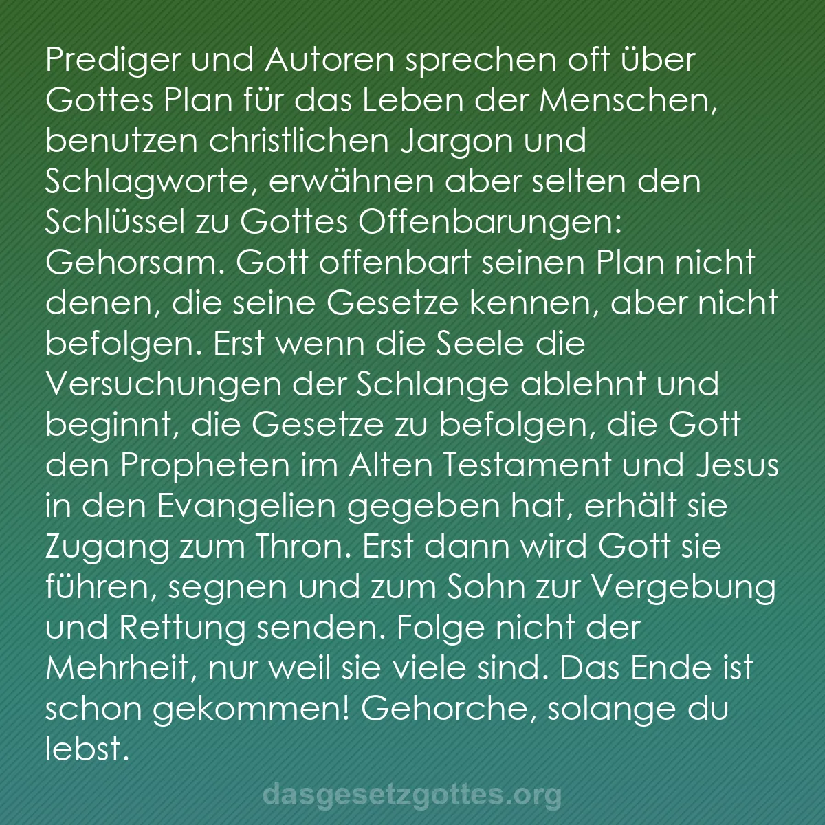 b0150 - Beitrag über das Gesetz Gottes: Prediger und Autoren sprechen oft über Gottes Plan für das Leben...