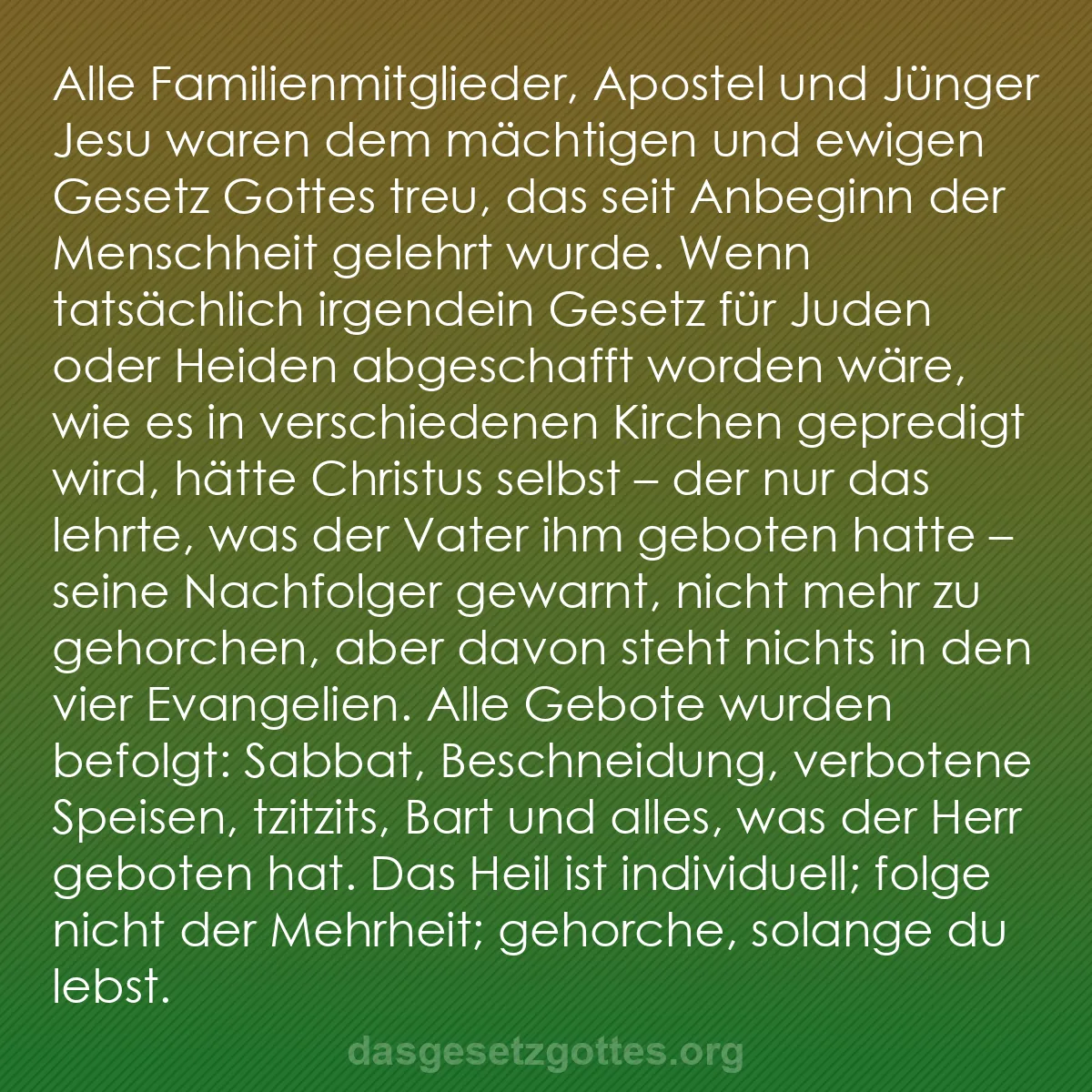 b0156 - Beitrag über das Gesetz Gottes: Alle Familienmitglieder, Apostel und Jünger Jesu waren dem mächtigen...