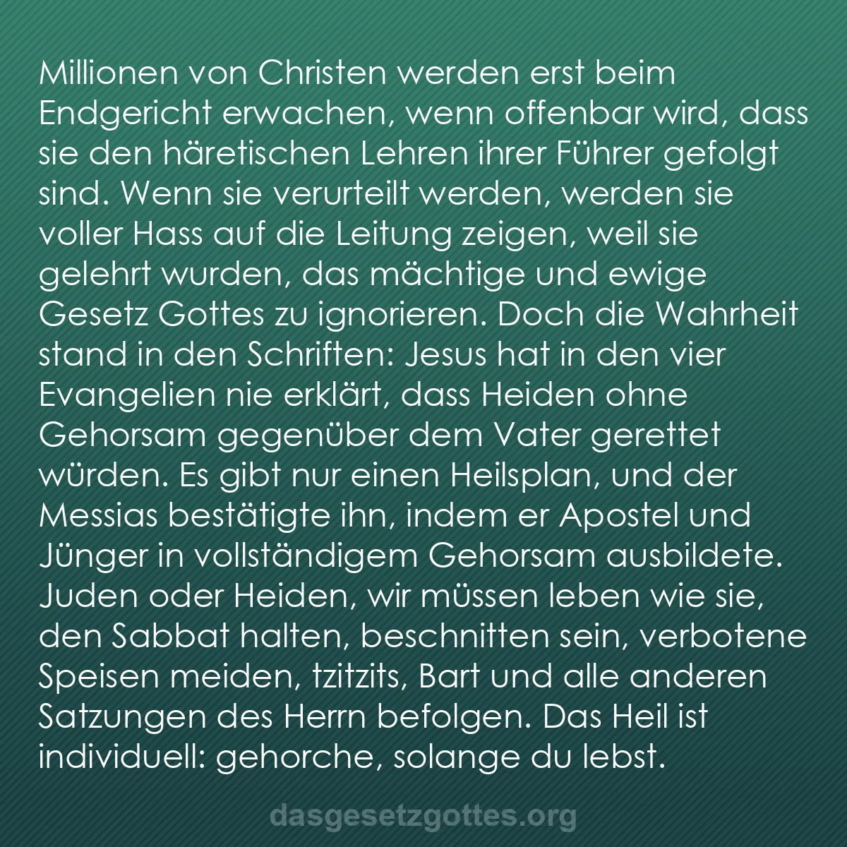 b0160 - Beitrag über das Gesetz Gottes: Millionen von Christen werden erst beim Endgericht erwachen,...