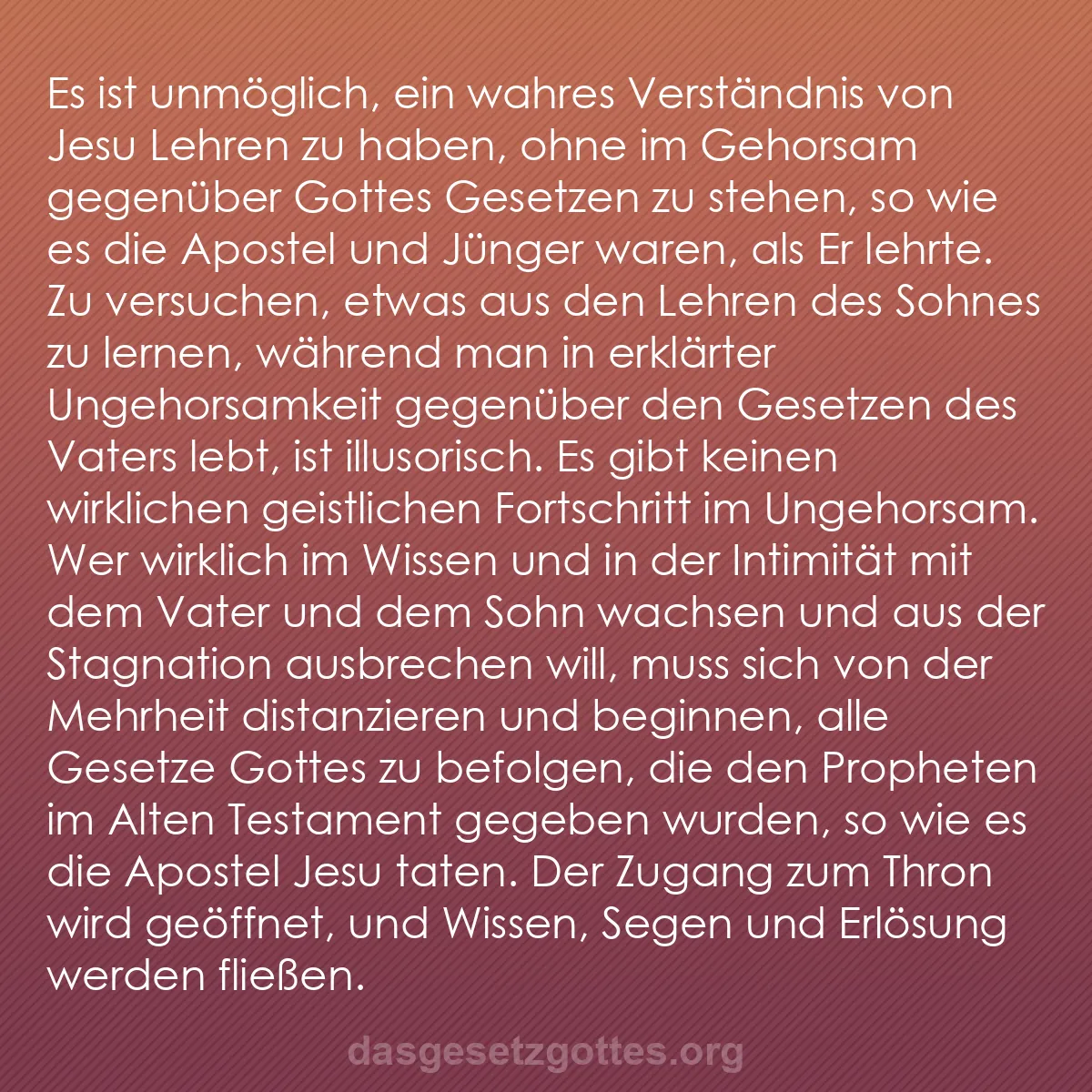 b0166 - Beitrag über das Gesetz Gottes: Es ist unmöglich, ein wahres Verständnis von Jesu Lehren zu...