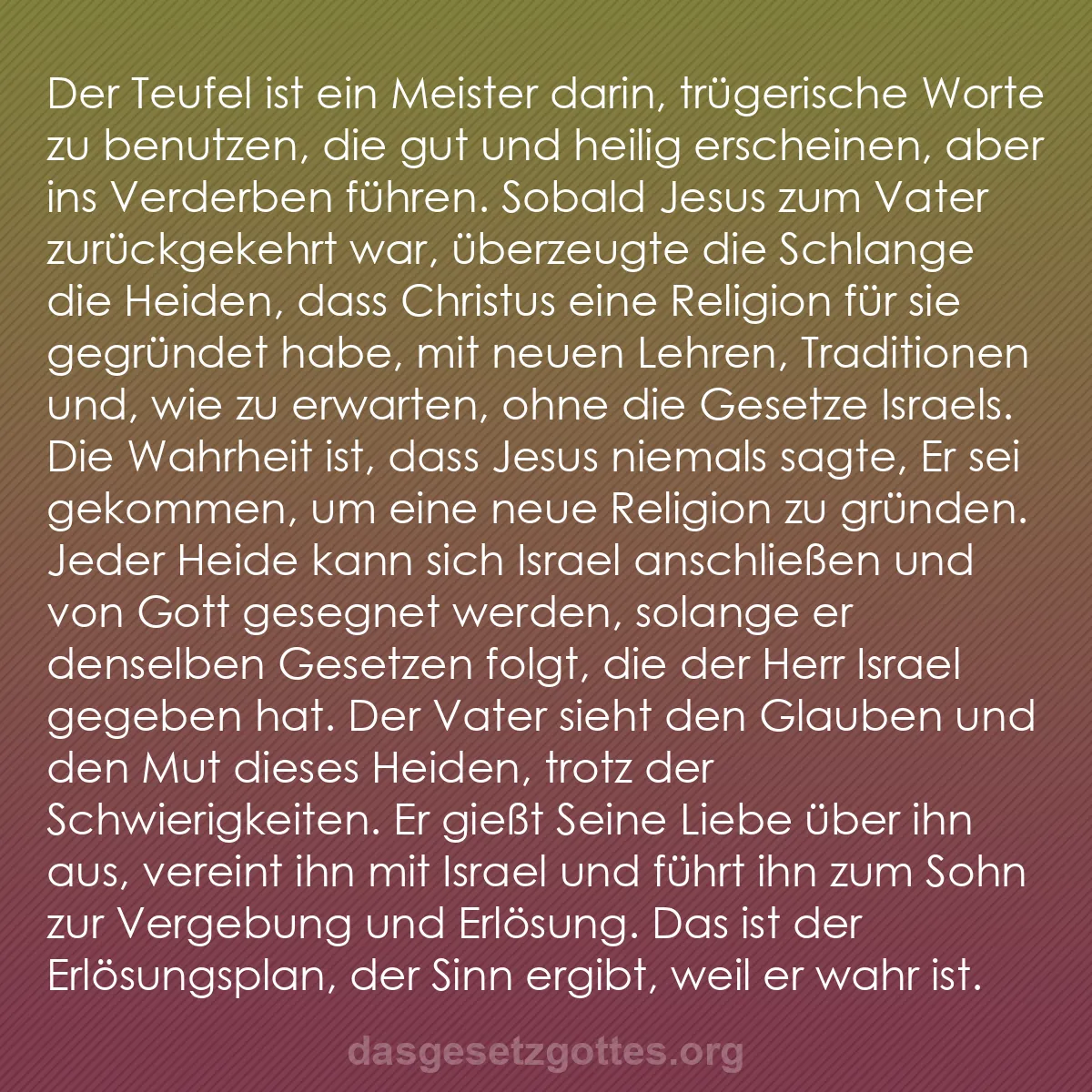 b0168 - Beitrag über das Gesetz Gottes: Der Teufel ist ein Meister darin, trügerische Worte zu benutzen,...