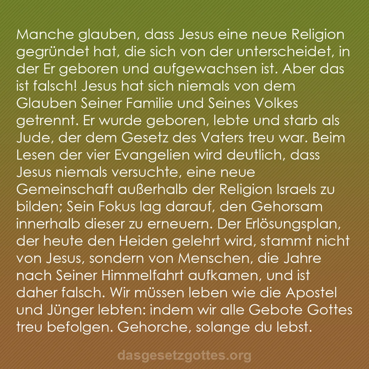 b0169 - Beitrag über das Gesetz Gottes: Manche glauben, dass Jesus eine neue Religion gegründet hat,...