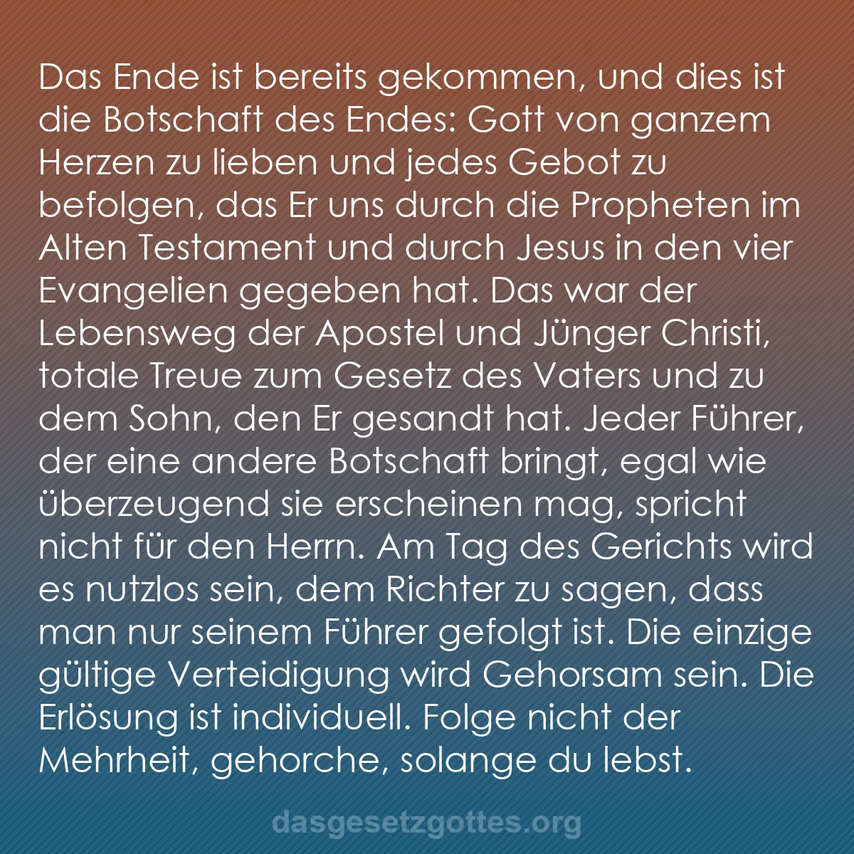 b0172 - Beitrag über das Gesetz Gottes: Das Ende ist bereits gekommen, und dies ist die Botschaft des...