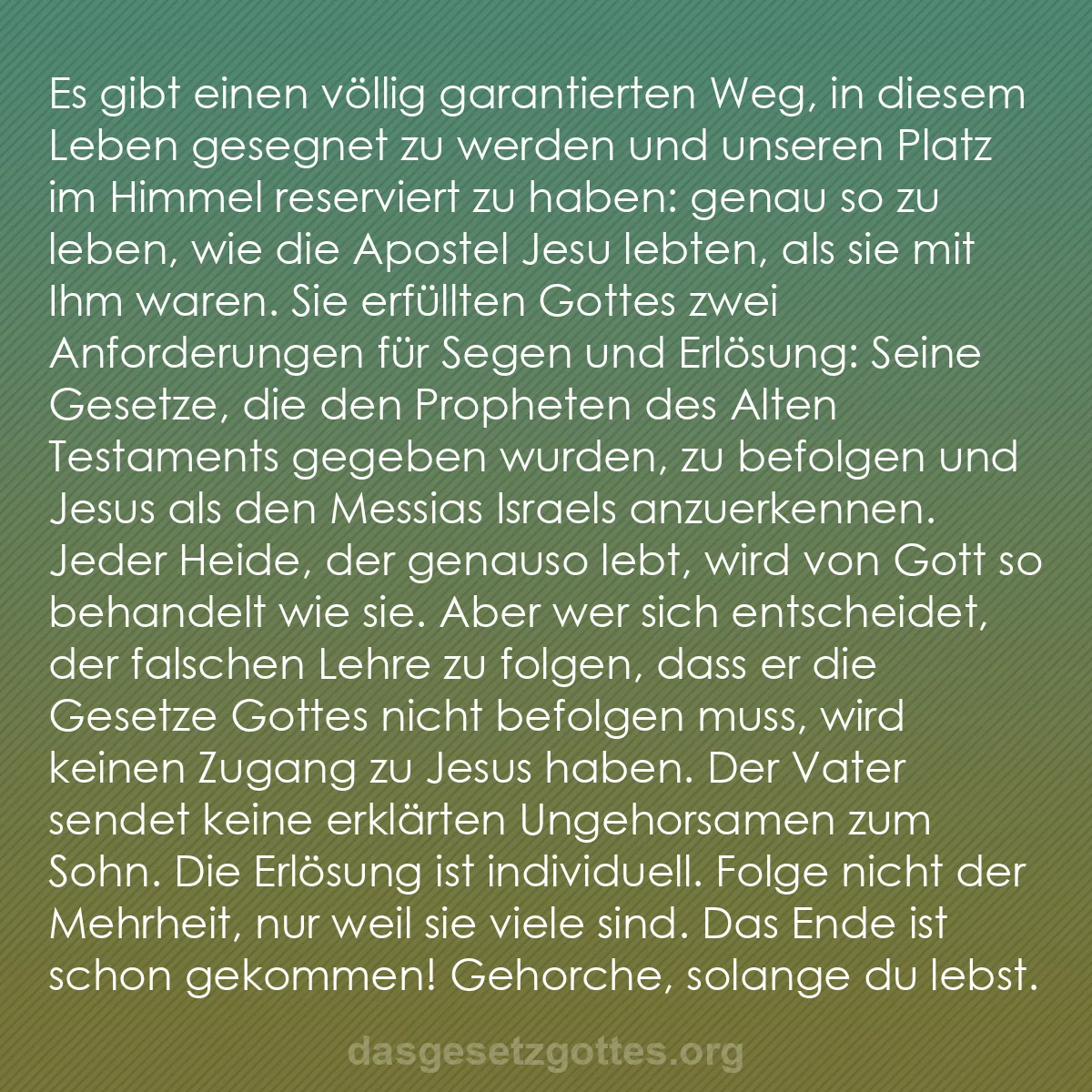 b0183 - Beitrag über das Gesetz Gottes: Es gibt einen völlig garantierten Weg, in diesem Leben gesegnet...