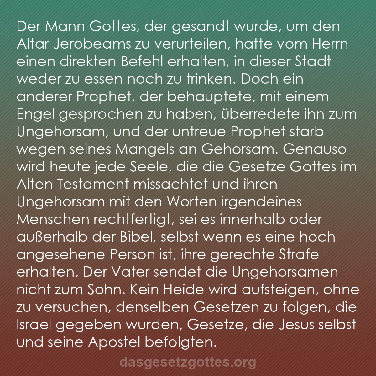 b0193 - Beitrag über das Gesetz Gottes: Der Mann Gottes, der gesandt wurde, um den Altar Jerobeams zu...