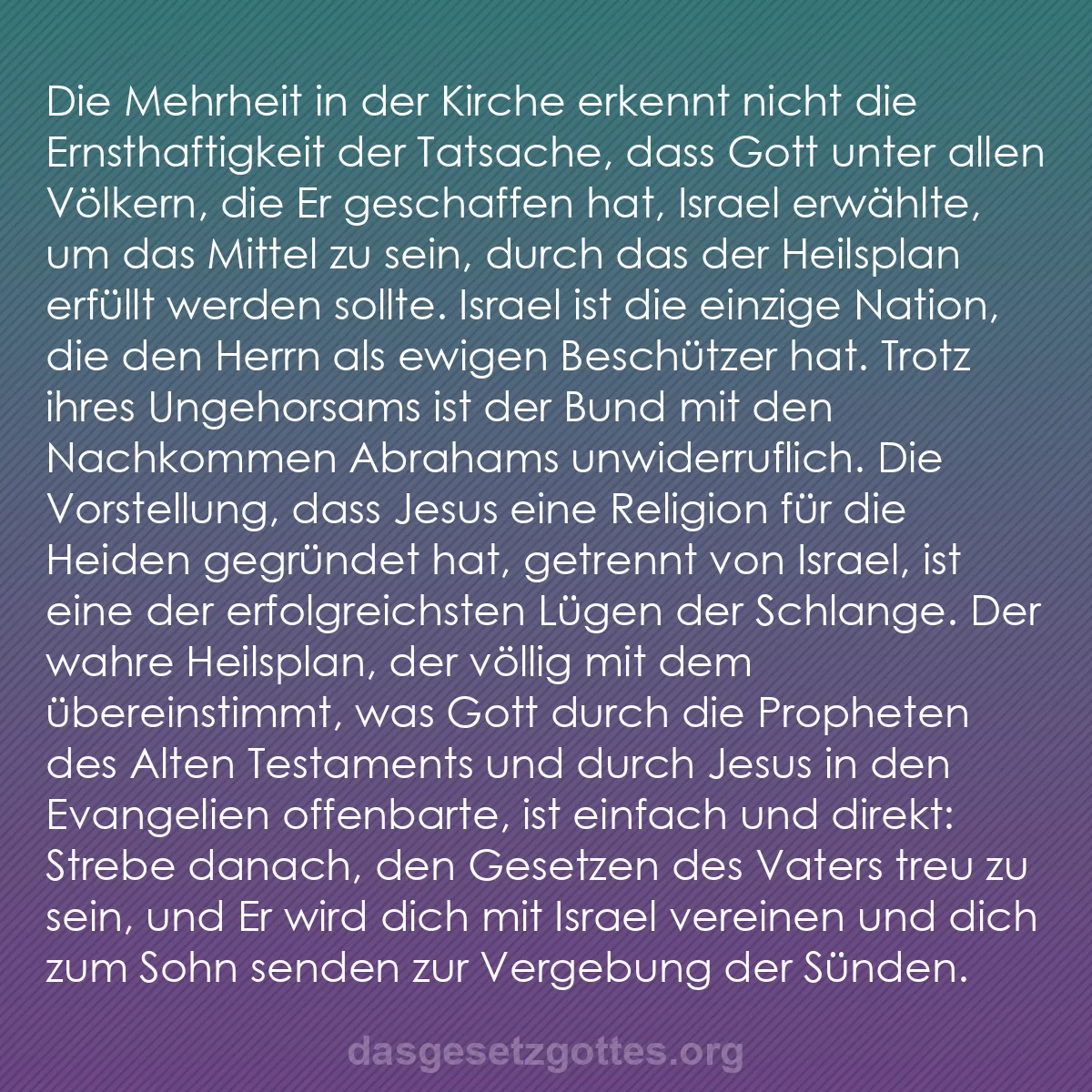 b0224 - Beitrag über das Gesetz Gottes: Die Mehrheit in der Kirche erkennt nicht die Ernsthaftigkeit...