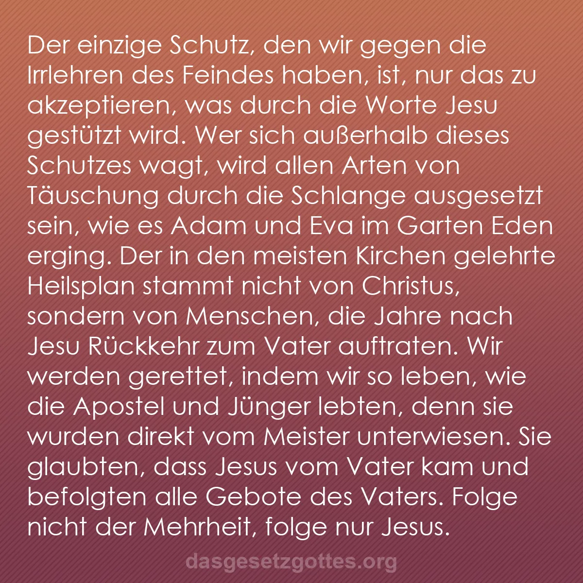 b0226 - Beitrag über das Gesetz Gottes: Der einzige Schutz, den wir gegen die Irrlehren des Feindes...