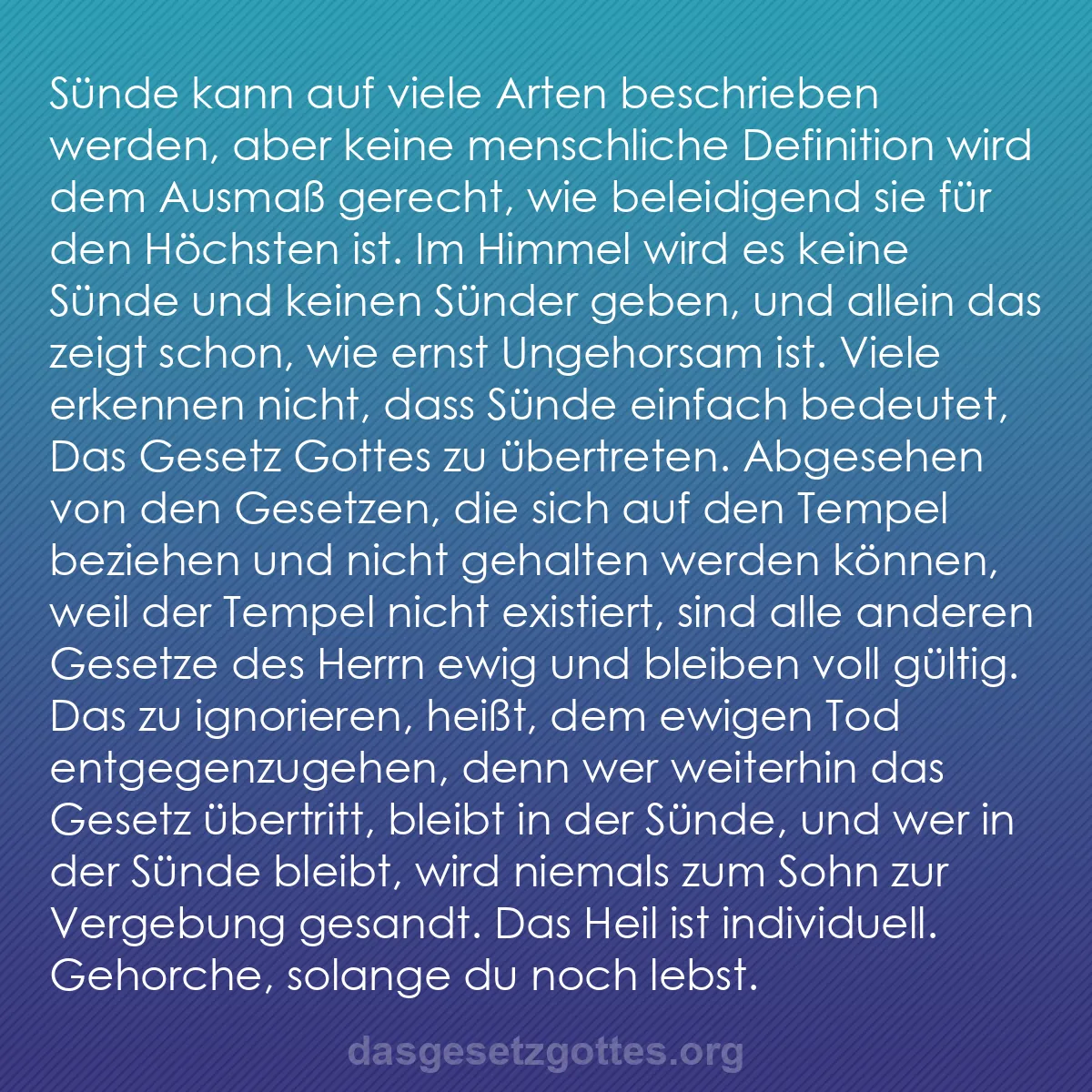b0235 - Beitrag über das Gesetz Gottes: Sünde kann auf viele Arten beschrieben werden, aber keine menschliche...