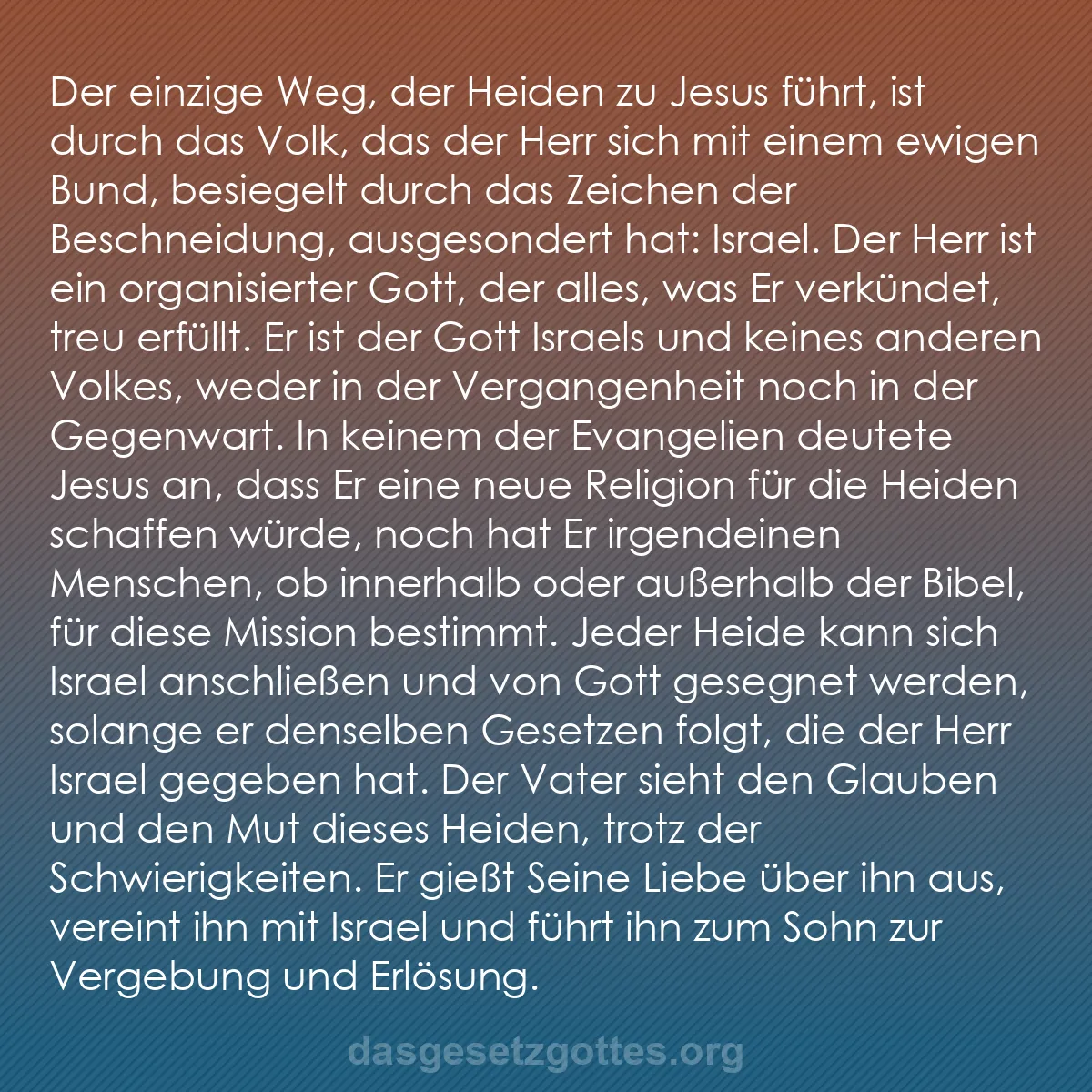 b0252 - Beitrag über das Gesetz Gottes: Der einzige Weg, der Heiden zu Jesus führt, ist durch das Volk,...