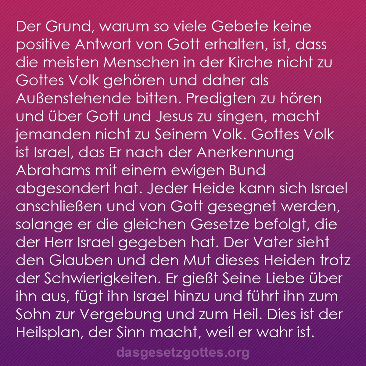 b0261 - Beitrag über das Gesetz Gottes: Der Grund, warum so viele Gebete keine positive Antwort von...