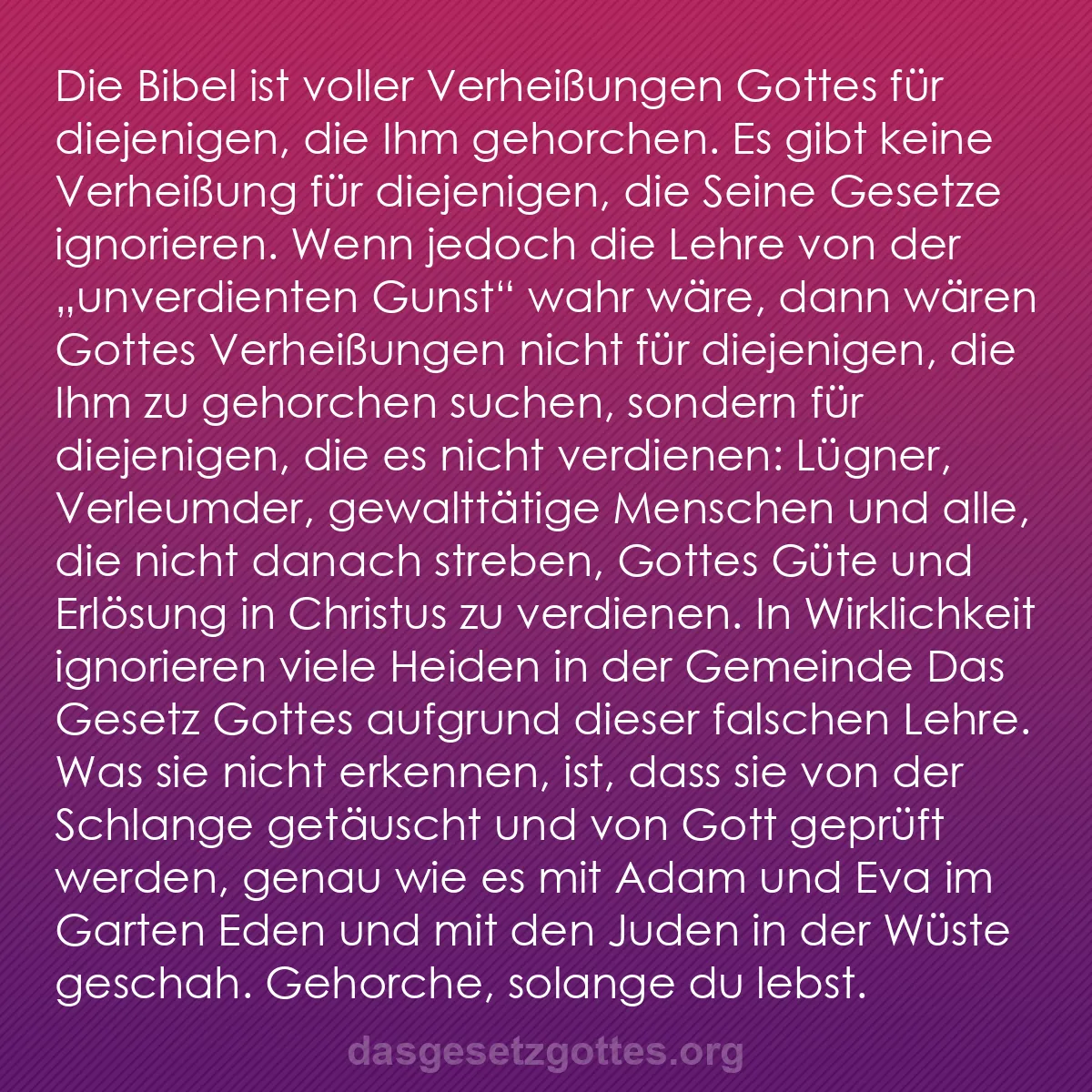 b0281 - Beitrag über das Gesetz Gottes: Die Bibel ist voller Verheißungen Gottes für diejenigen, die...