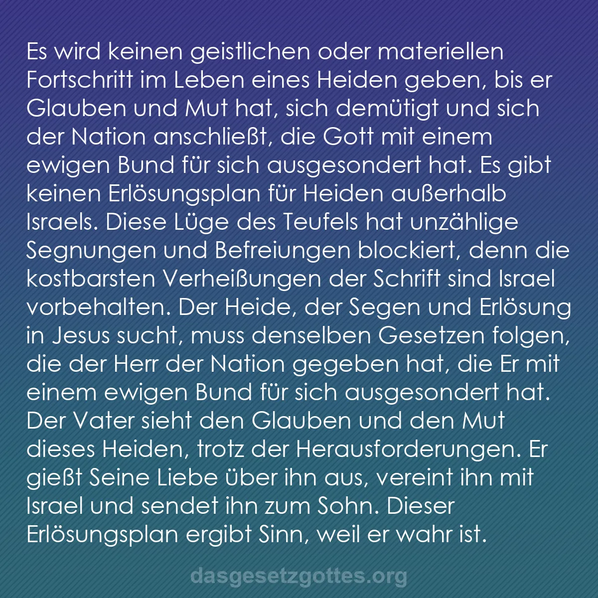b0297 - Beitrag über das Gesetz Gottes: Es wird keinen geistlichen oder materiellen Fortschritt im Leben...