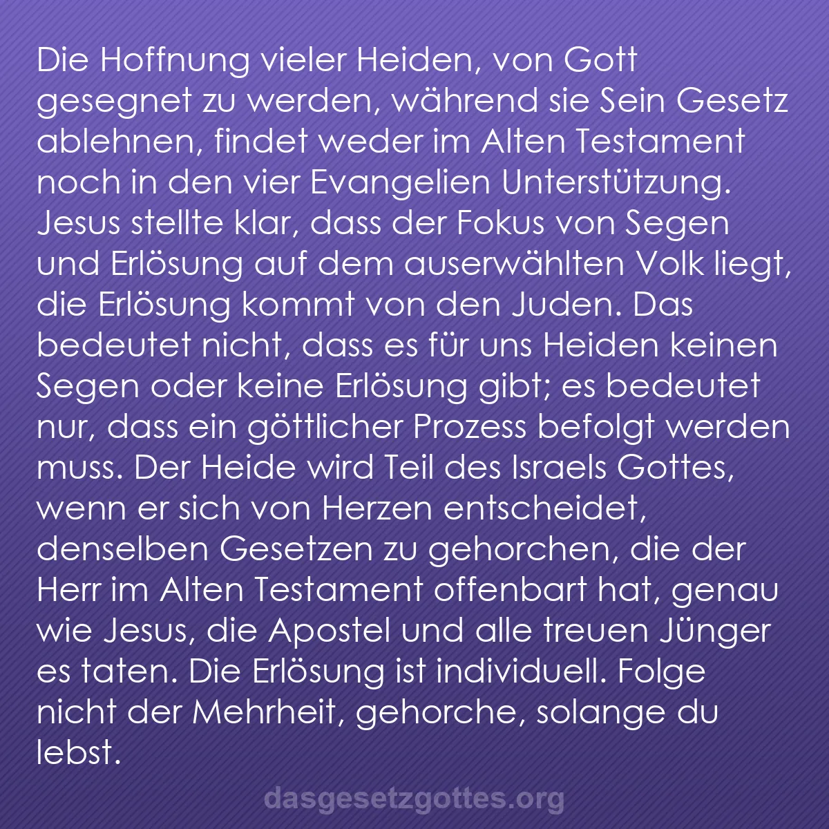 b0298 - Beitrag über das Gesetz Gottes: Die Hoffnung vieler Heiden, von Gott gesegnet zu werden, während...