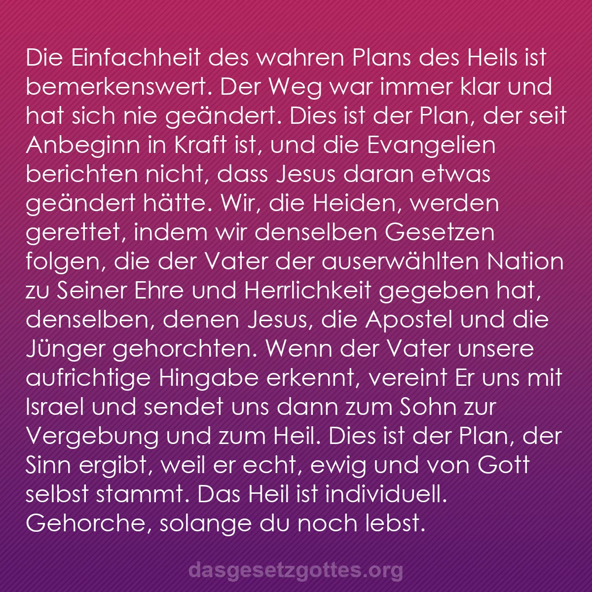 b0301 - Beitrag über das Gesetz Gottes: Die Einfachheit des wahren Plans des Heils ist bemerkenswert....