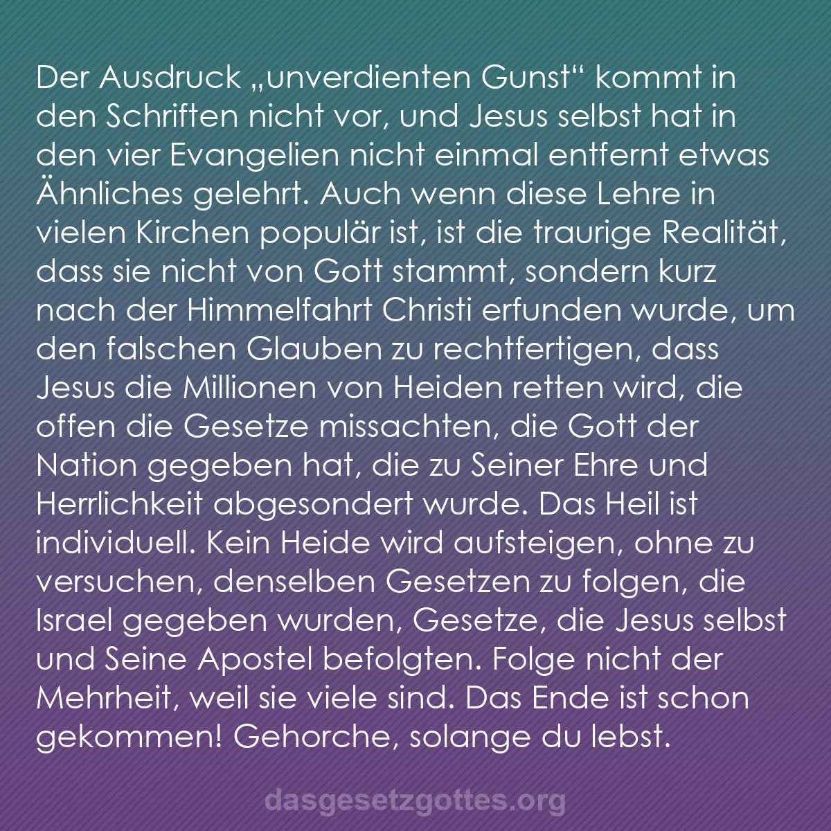 b0324 - Beitrag über das Gesetz Gottes: Der Ausdruck "unverdienten gunst" kommt in den Schriften nicht...