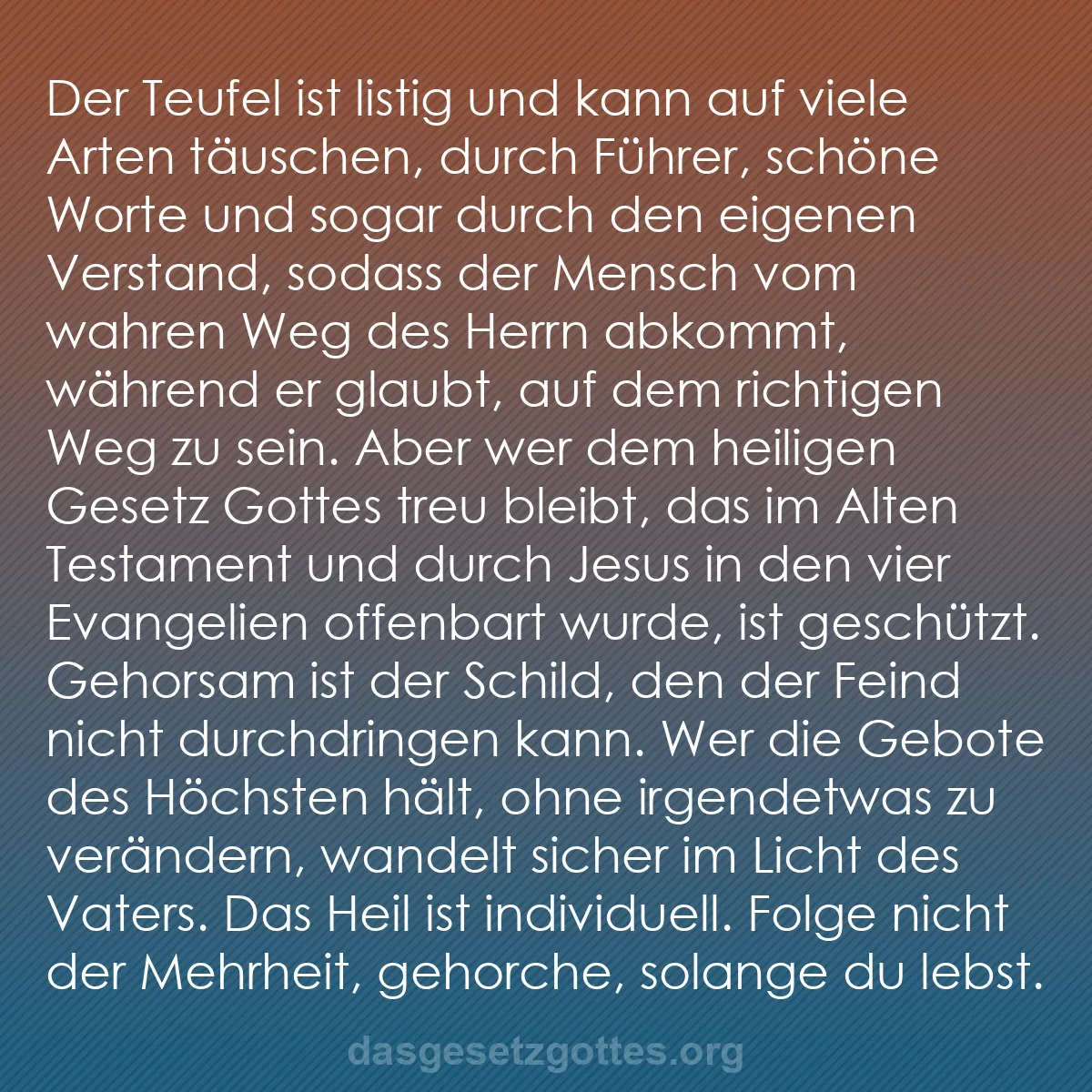 b0332 - Beitrag über das Gesetz Gottes: Der Teufel ist listig und kann auf viele Arten täuschen, durch...