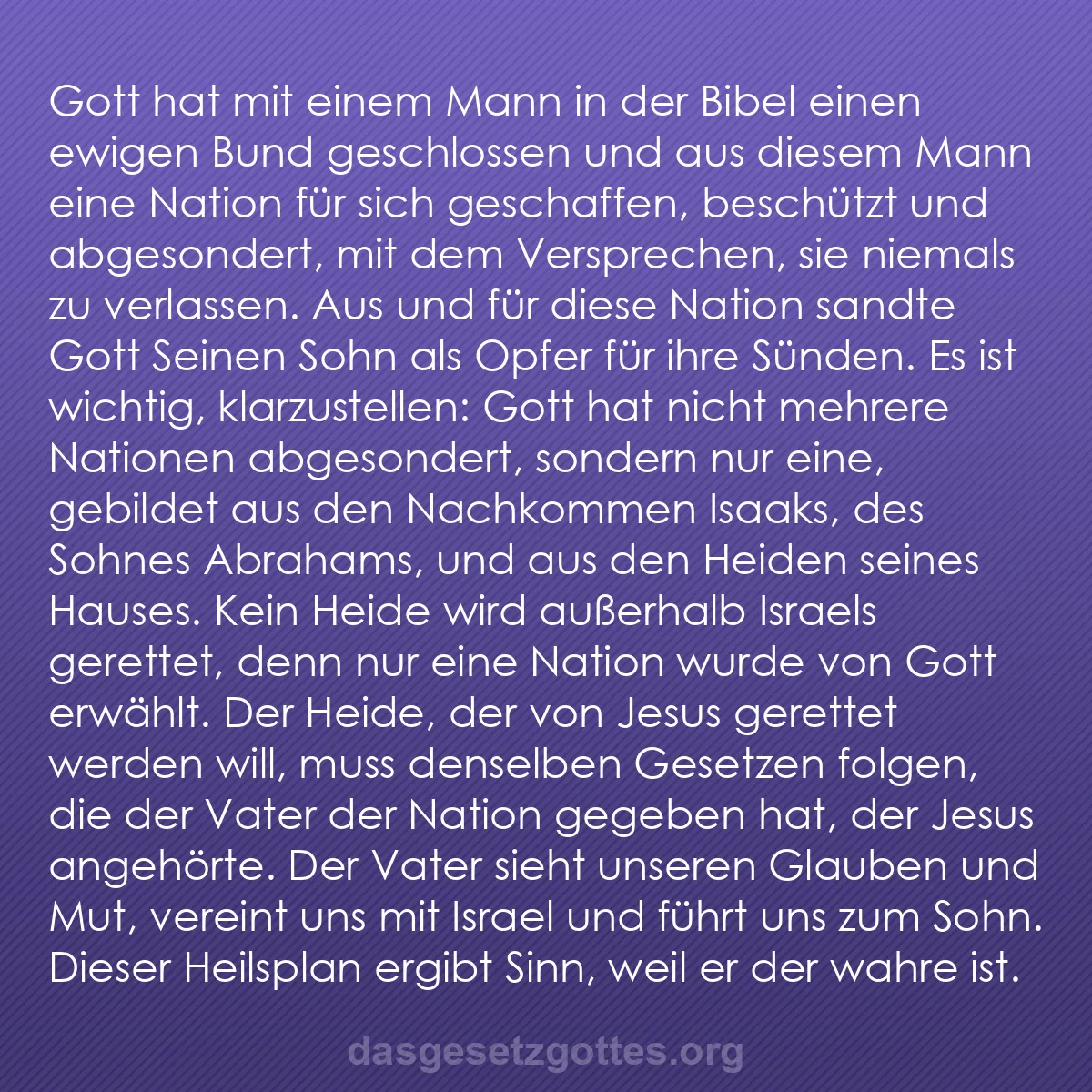 b0338 - Beitrag über das Gesetz Gottes: Gott hat mit einem Mann in der Bibel einen ewigen Bund geschlossen...