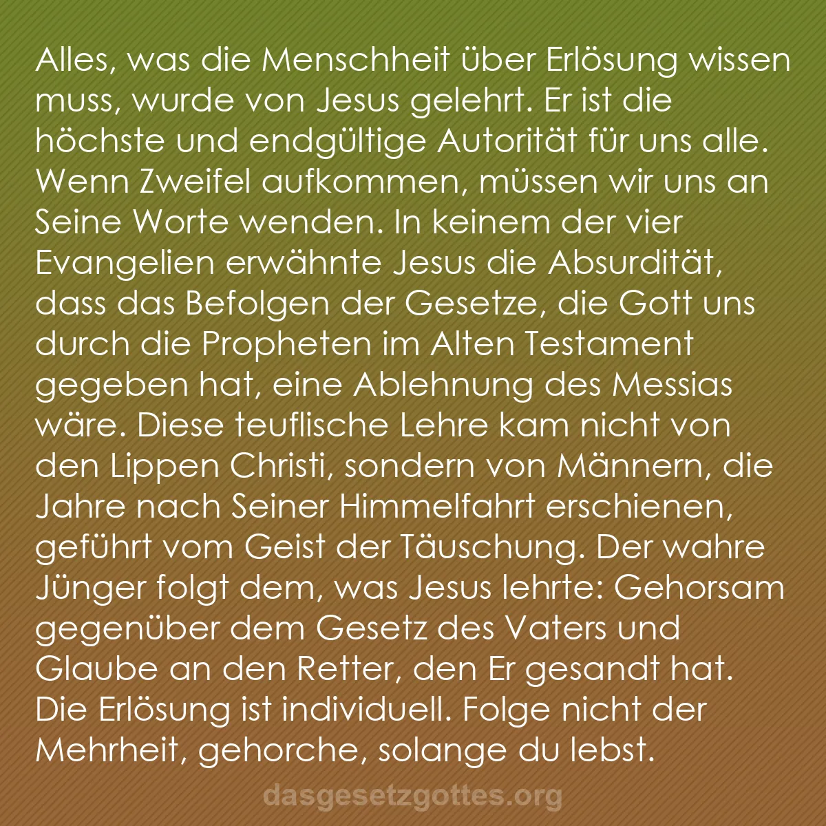 b0349 - Beitrag über das Gesetz Gottes: Alles, was die Menschheit über Erlösung wissen muss, wurde von...