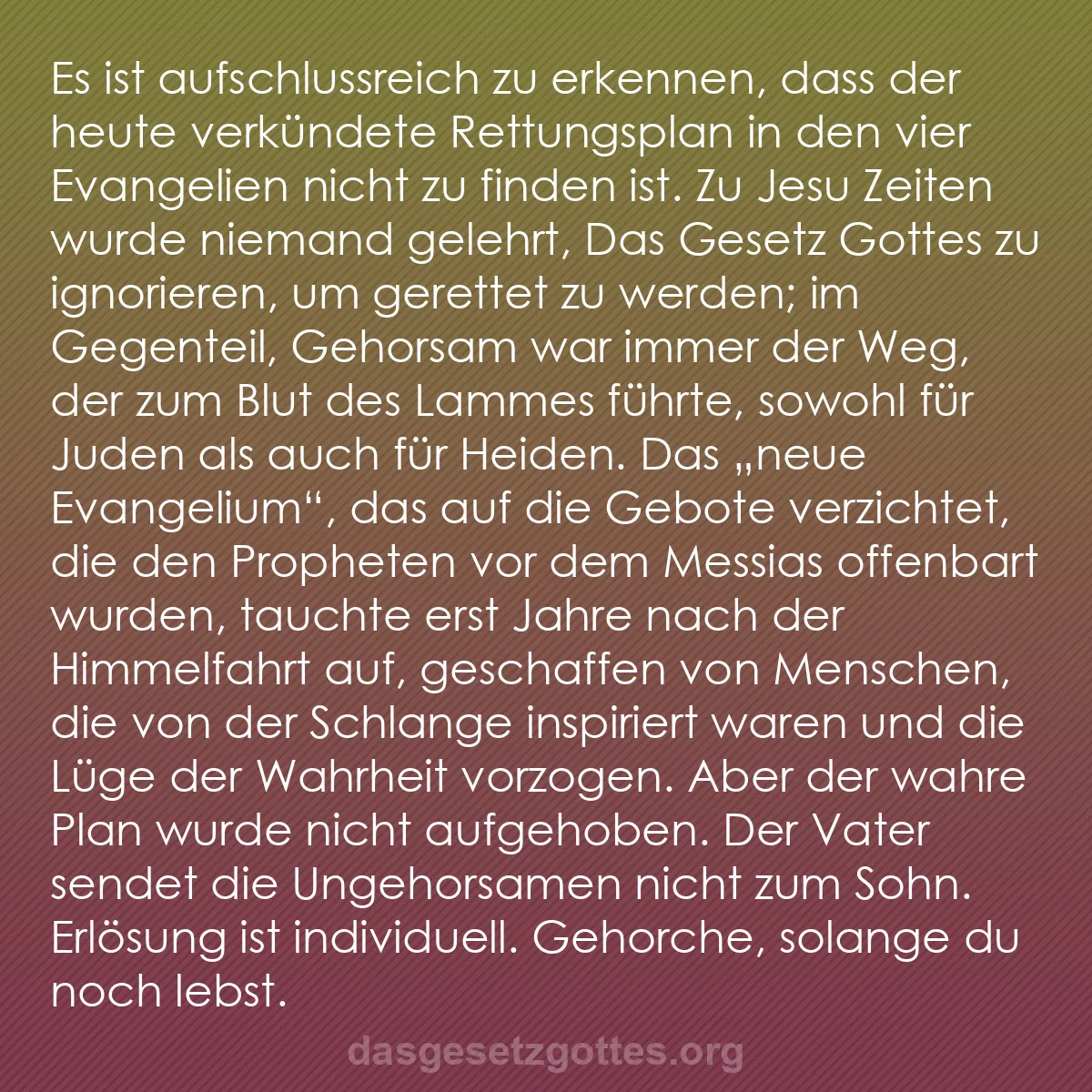 b0368 - Beitrag über das Gesetz Gottes: Es ist aufschlussreich zu erkennen, dass der heute verkündete...