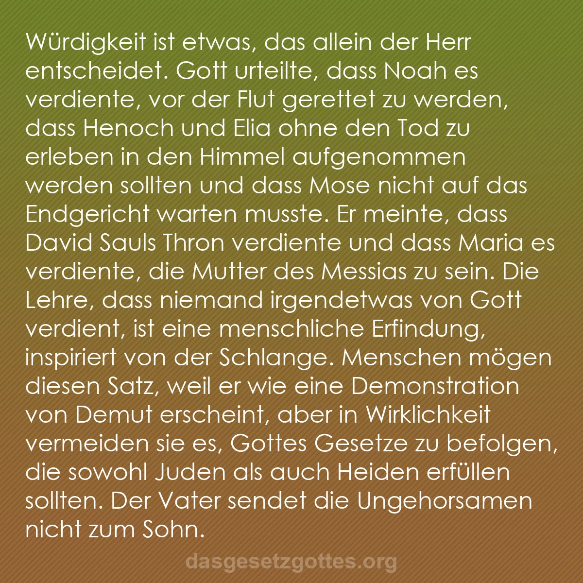 b0369 - Beitrag über das Gesetz Gottes: Würdigkeit ist etwas, das allein der Herr entscheidet. Gott...
