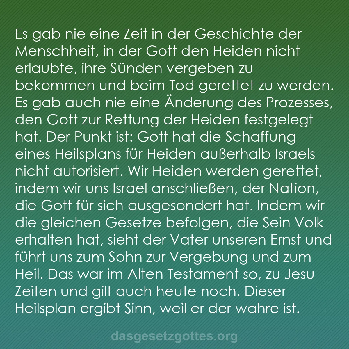 b0390 - Beitrag über das Gesetz Gottes: Es gab nie eine Zeit in der Geschichte der Menschheit, in der...