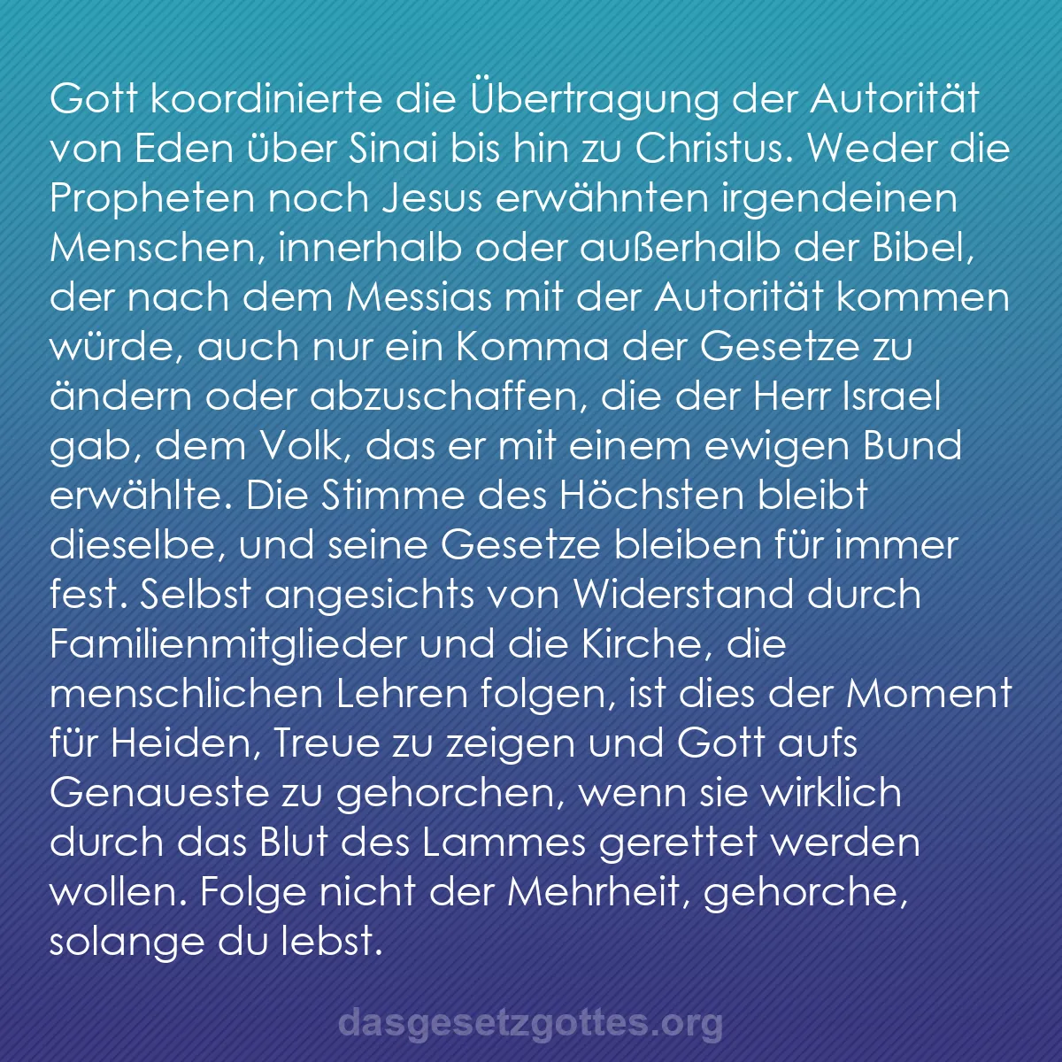 b0435 - Beitrag über das Gesetz Gottes: Gott koordinierte die Übertragung der Autorität von Eden über...