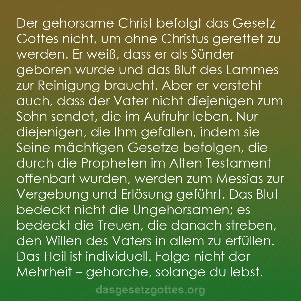 b0456 - Beitrag über das Gesetz Gottes: Der gehorsame Christ befolgt das Gesetz Gottes nicht, um ohne...
