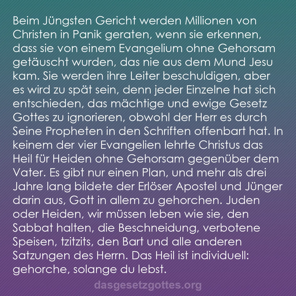 b0464 - Beitrag über das Gesetz Gottes: Beim Jüngsten Gericht werden Millionen von Christen in Panik...